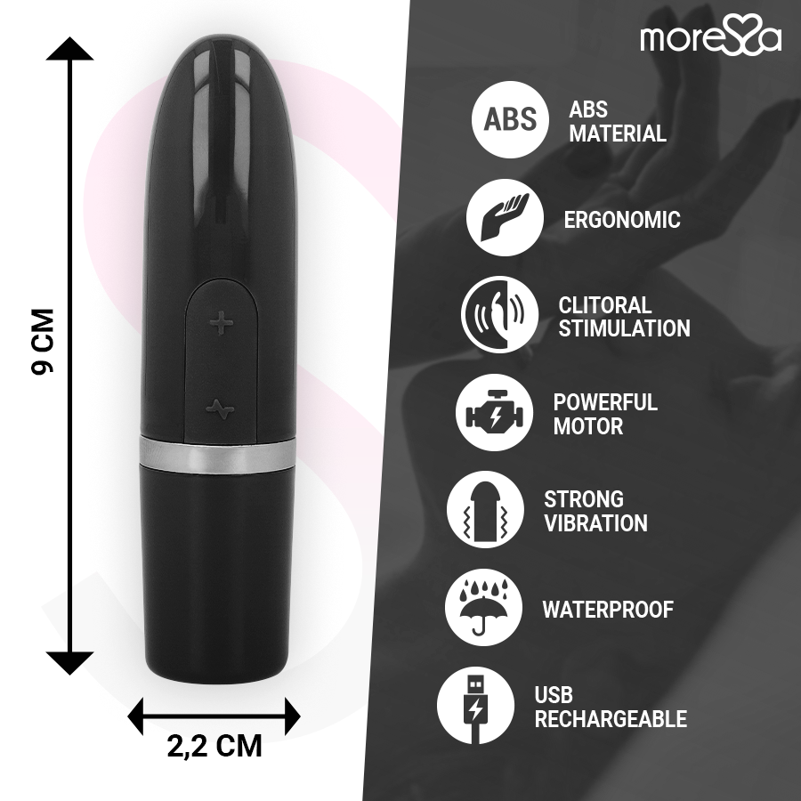 IVY Travel Lipstick Vibrator Black - 9.0 cm x 2.2 cm - Moressa