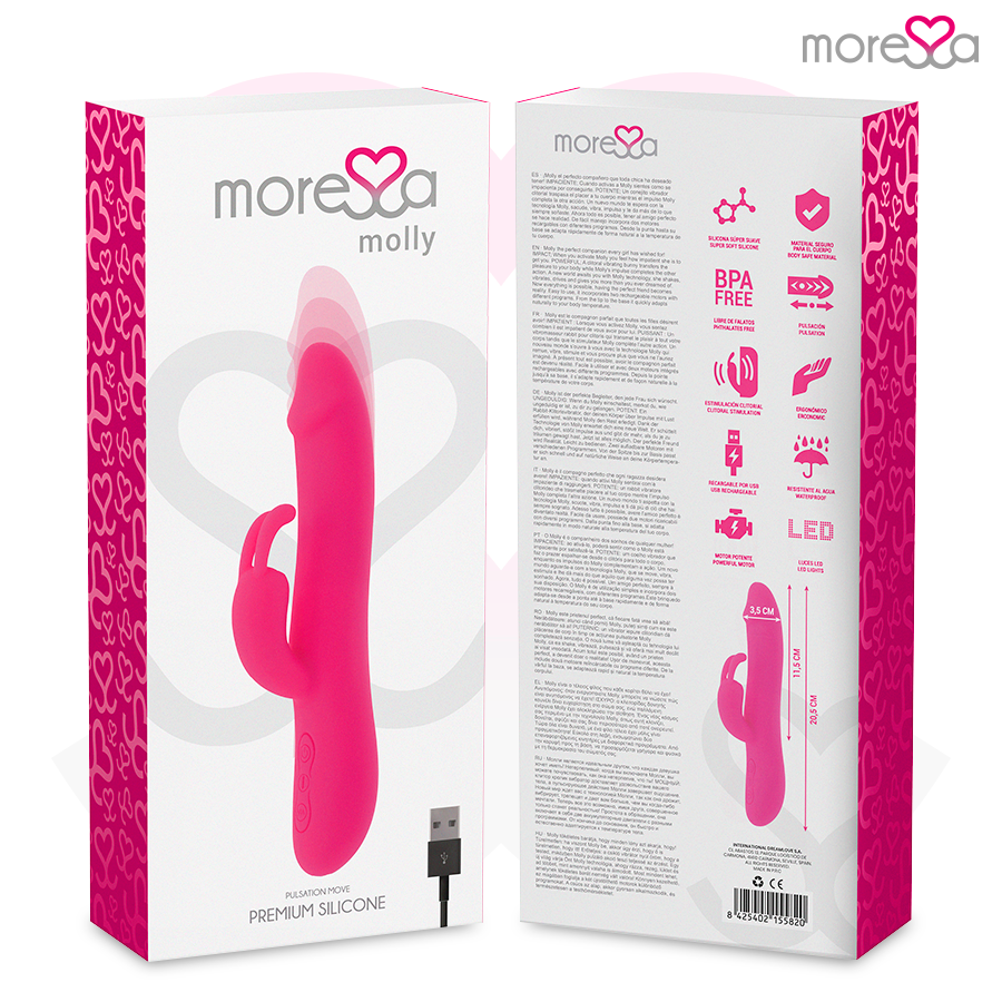 Molly Premium Silicone Rabbit Vibrator | 20.5 cm x 3.5 cm | MORESSA