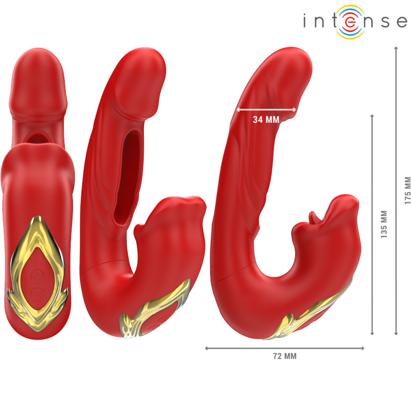 Nathy Dual-Action Vibrator with Clitoral Suction - Red - INTENSE