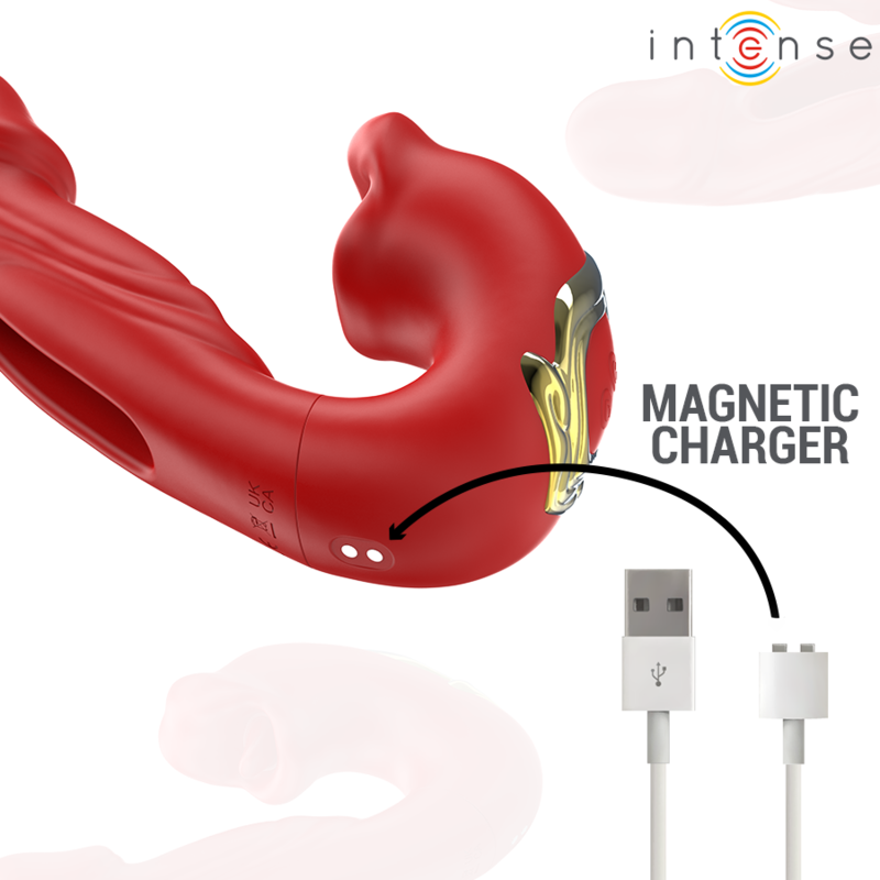 Nathy Dual-Action Vibrator with Clitoral Suction - Red - INTENSE