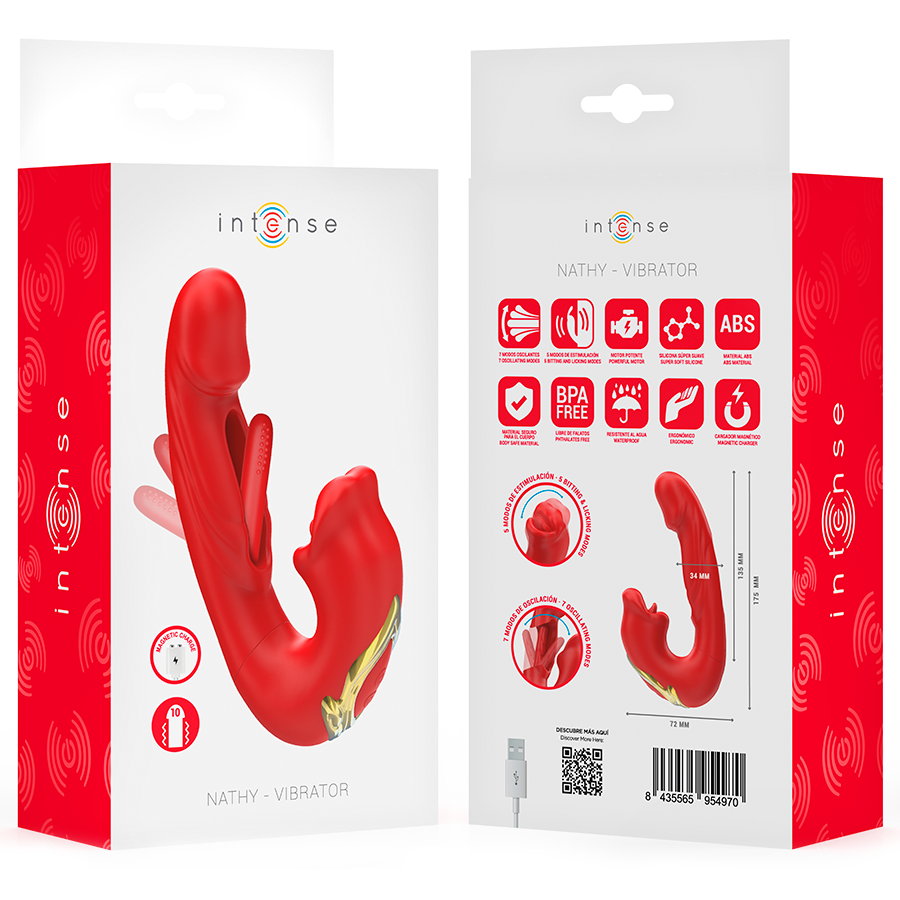 Nathy Dual-Action Vibrator with Clitoral Suction - Red - INTENSE
