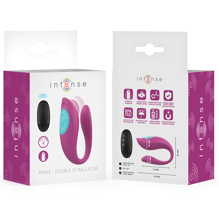 Annie U-Shaped Couples Vibrator with Remote Purple – 10 Modes – Intense