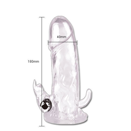 Penis extension sleeve with vibrating rabbit & anal arm | 18 cm × 3.5 cm | BAILE