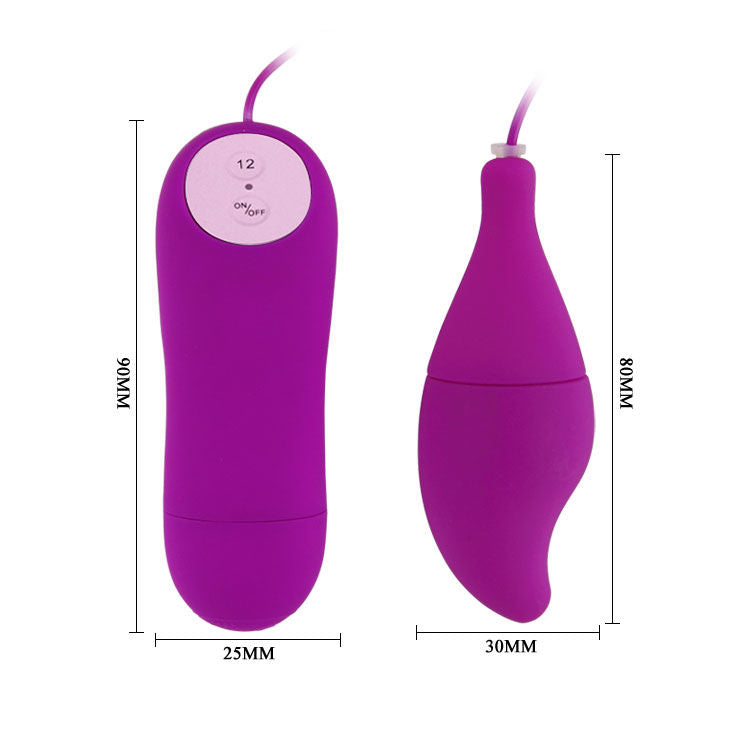 Pleasure Shell 12 Wired Vibrating Egg – Purple | 8 cm x 3 cm | BAILE