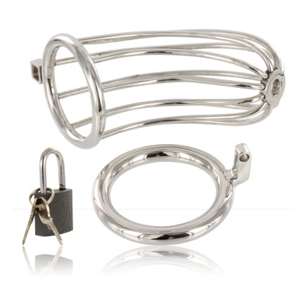 Stainless steel chastity cage with ring | 36 mm ID × 40 mm ring | METAL HARD