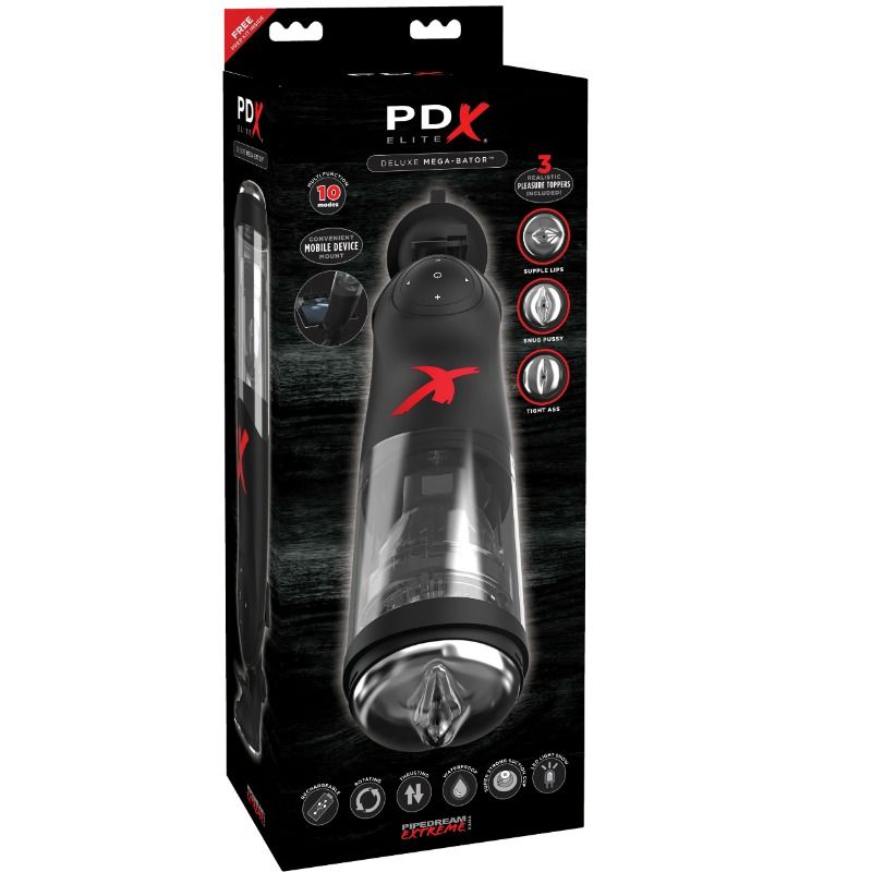 Deluxe Mega-Bator Automatic Stroker | Rotation + Thrust | 3 Toppers | PDX Elite