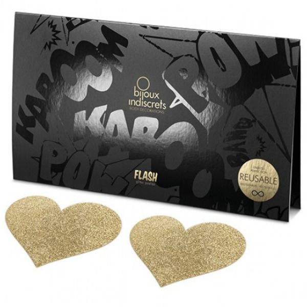 Flash Golden Heart Reusable Nipple Covers | BIJOUX INDISCRETS