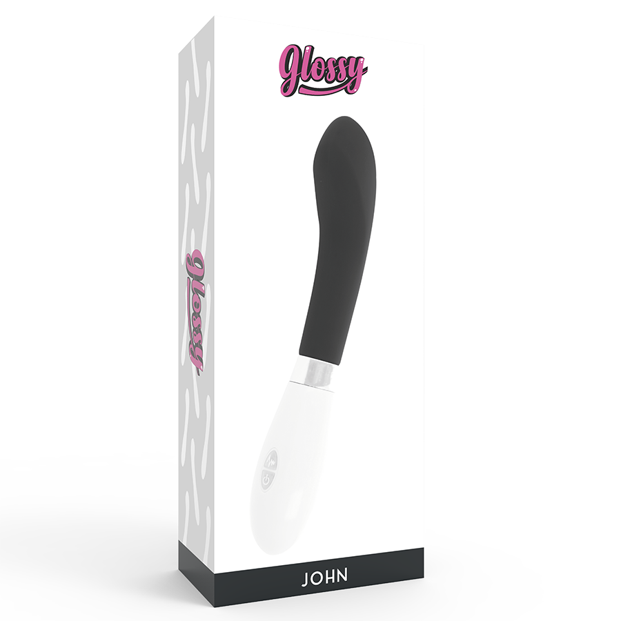 John Vibrator Black – 12 cm Curved Massager, 10 Modes