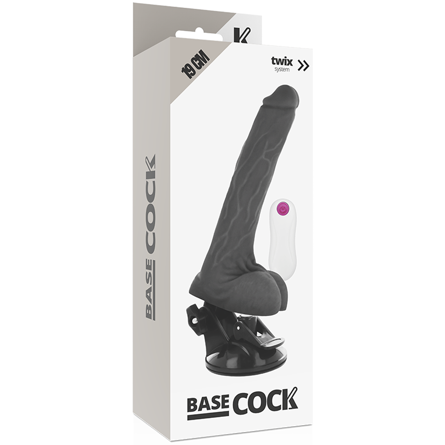 Realistic Vibrator with Wired Remote Black | 19.0 cm x 4.0 cm | Basecock