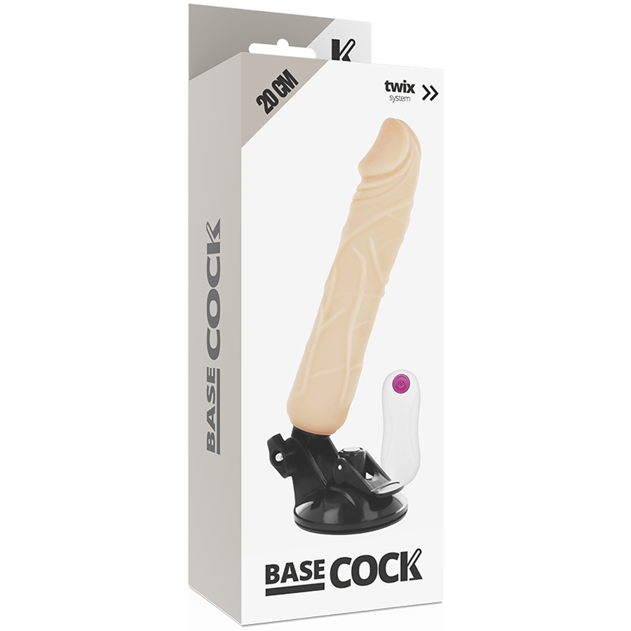 Realistic Vibrator with Wired Remote Black | 20.0 cm x 4.0 cm | Basecock