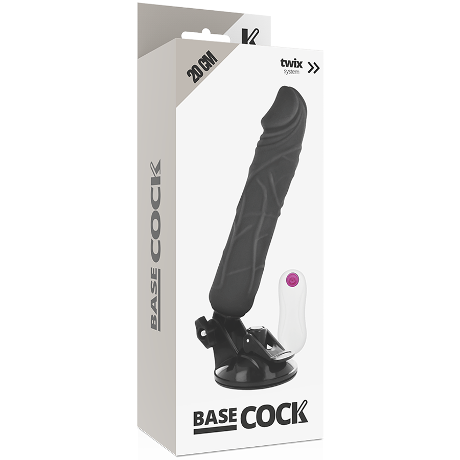 Realistic Vibrator with Wired Remote Black | 20.0 cm x 4.0 cm | Basecock