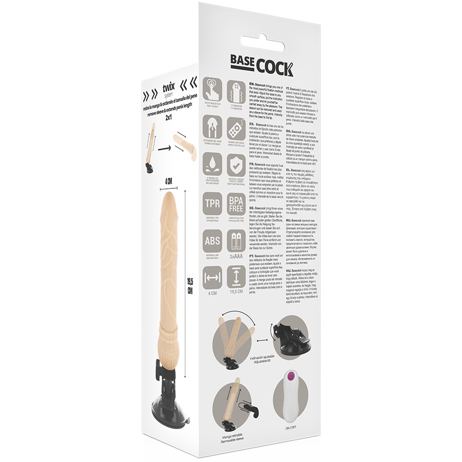 Realistic Vibrator with Wired Remote Black | 19.5 cm x 4.0 cm | BASECOCK