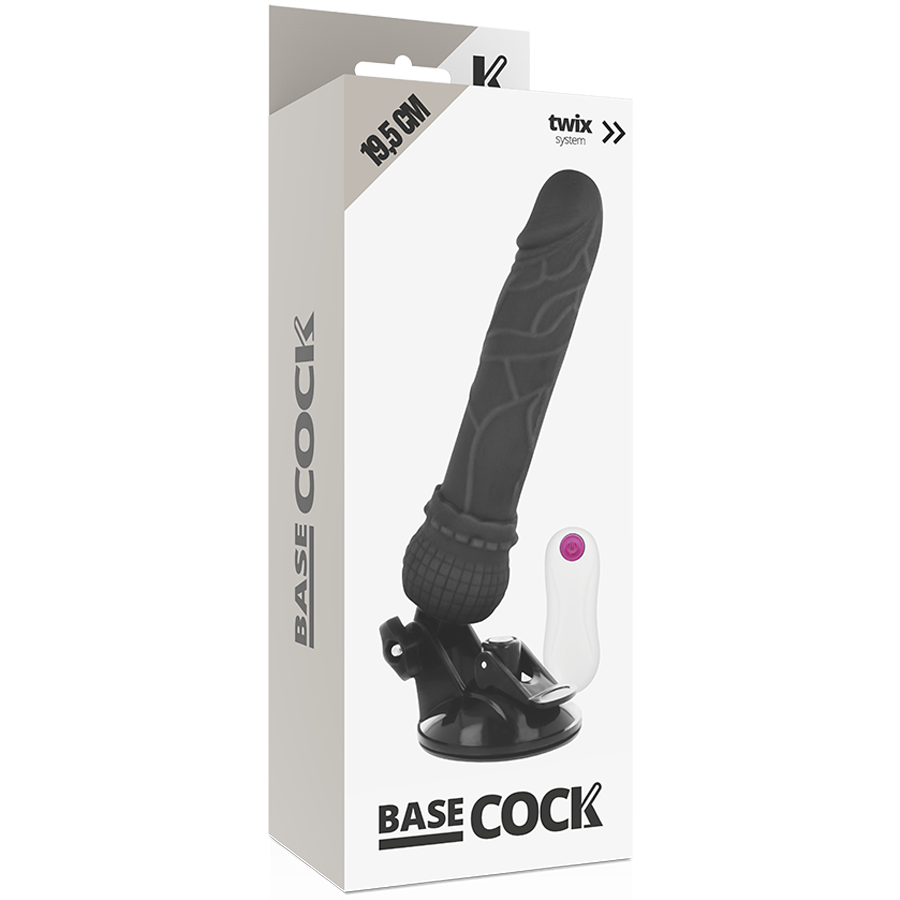 Realistic Vibrator with Wired Remote Black | 19.5 cm x 4.0 cm | BASECOCK