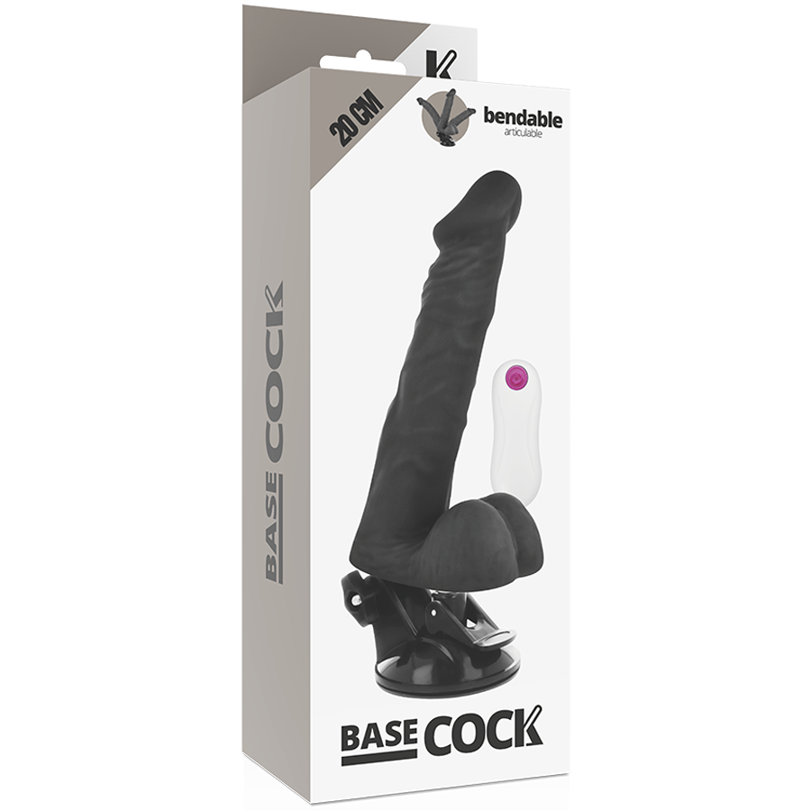 Poseable Realistic Vibrator with Remote | 20.0 cm x 4.5 cm | Black | BASECOCK