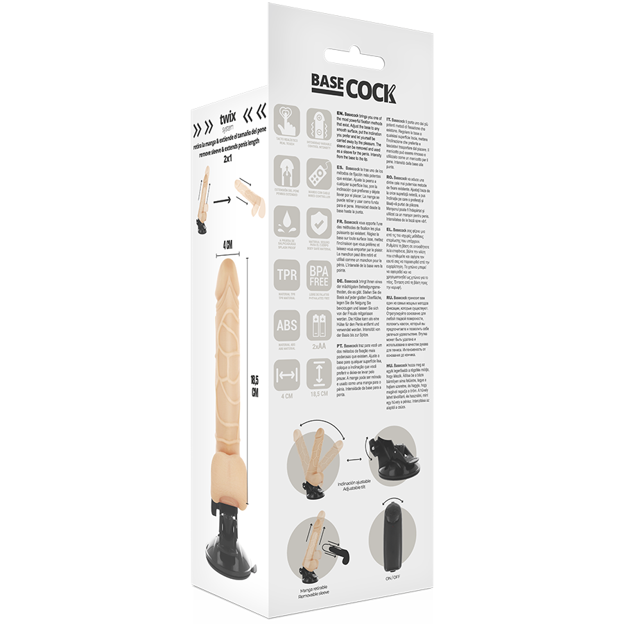 Realistic Vibrator with Wired Remote Black | 18.5 cm x 4.0 cm | Basecock
