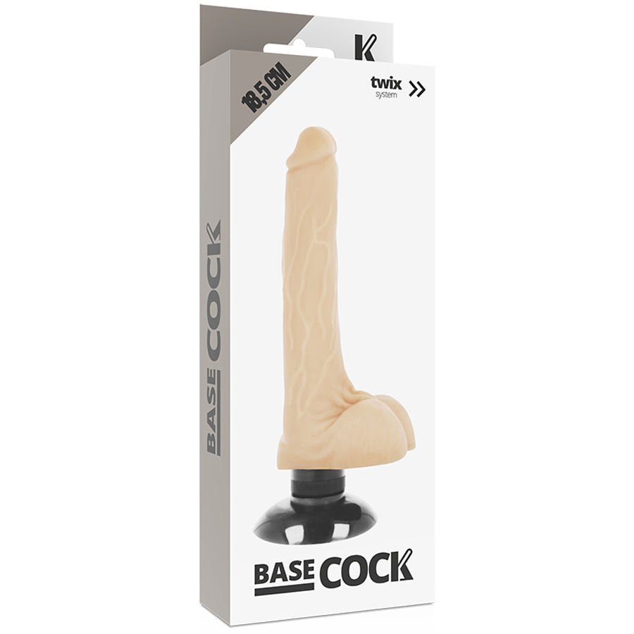Realistic Vibrator 2-in-1 | Black | 18.5 cm x 4.0 cm | BASECOCK