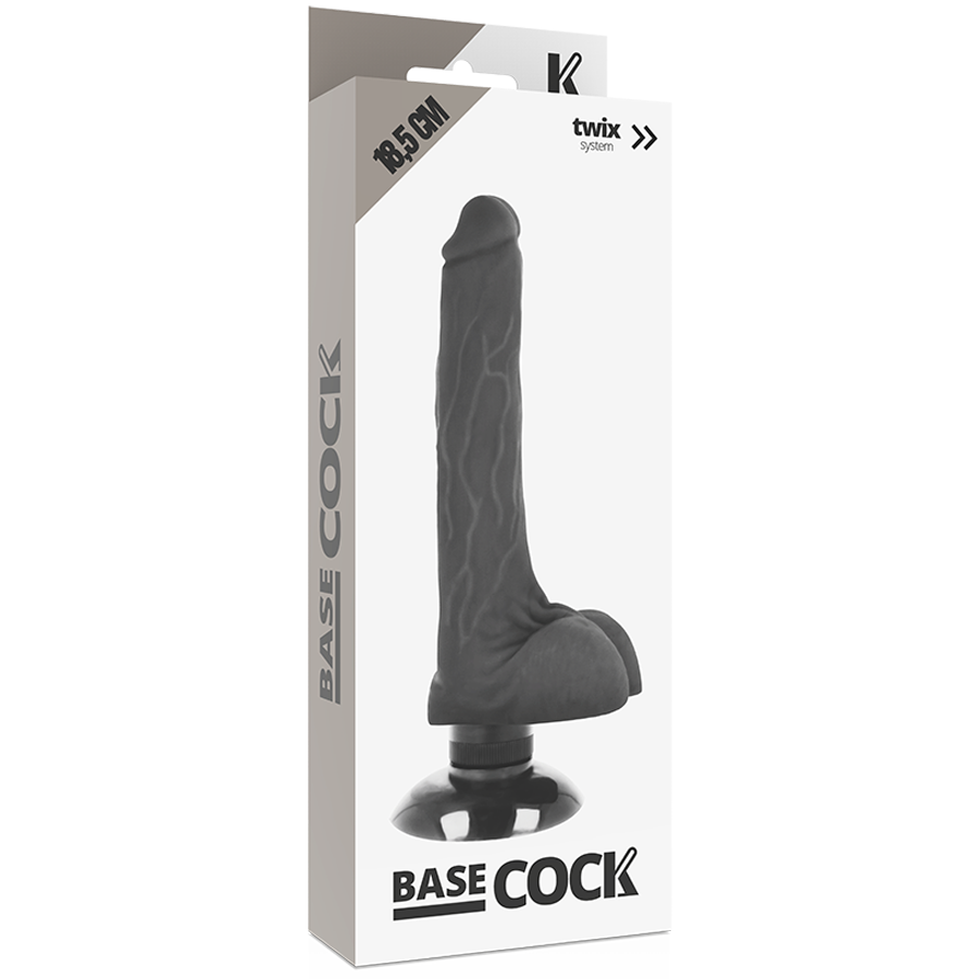 Realistic Vibrator 2-in-1 | Black | 18.5 cm x 4.0 cm | BASECOCK