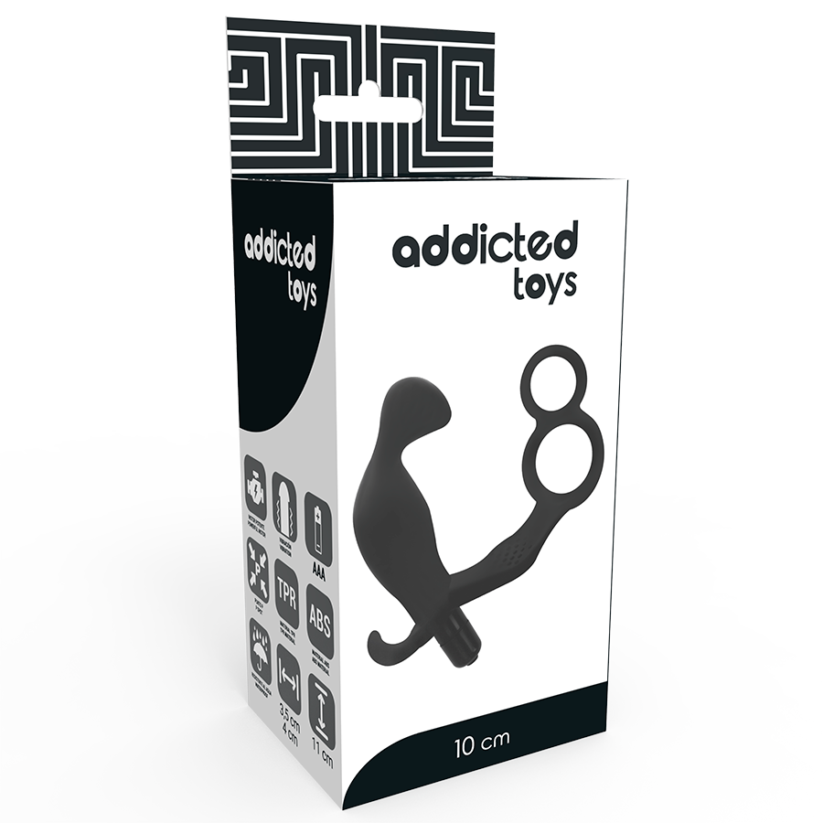 Anal Plug with Double Penis & Testicle Rings Black 11.4 × 4 cm – ADDICTED TOYS