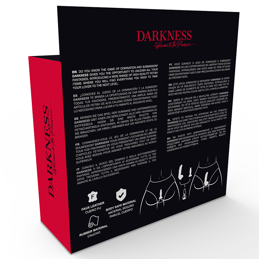 Panties with Plug and Interchangeable Dildo – One Size PU Leather by Darkness