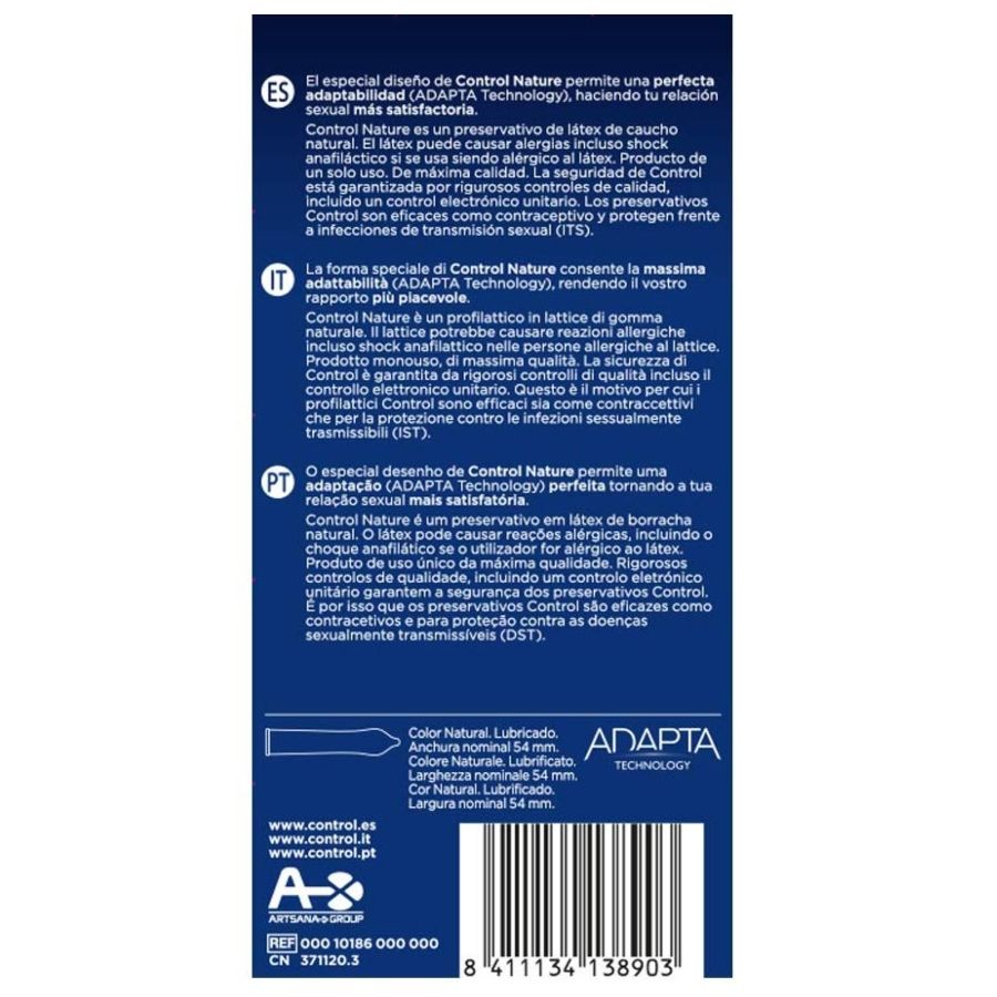 CONTROL Adapta Nature Condoms - 54 mm - 12 units