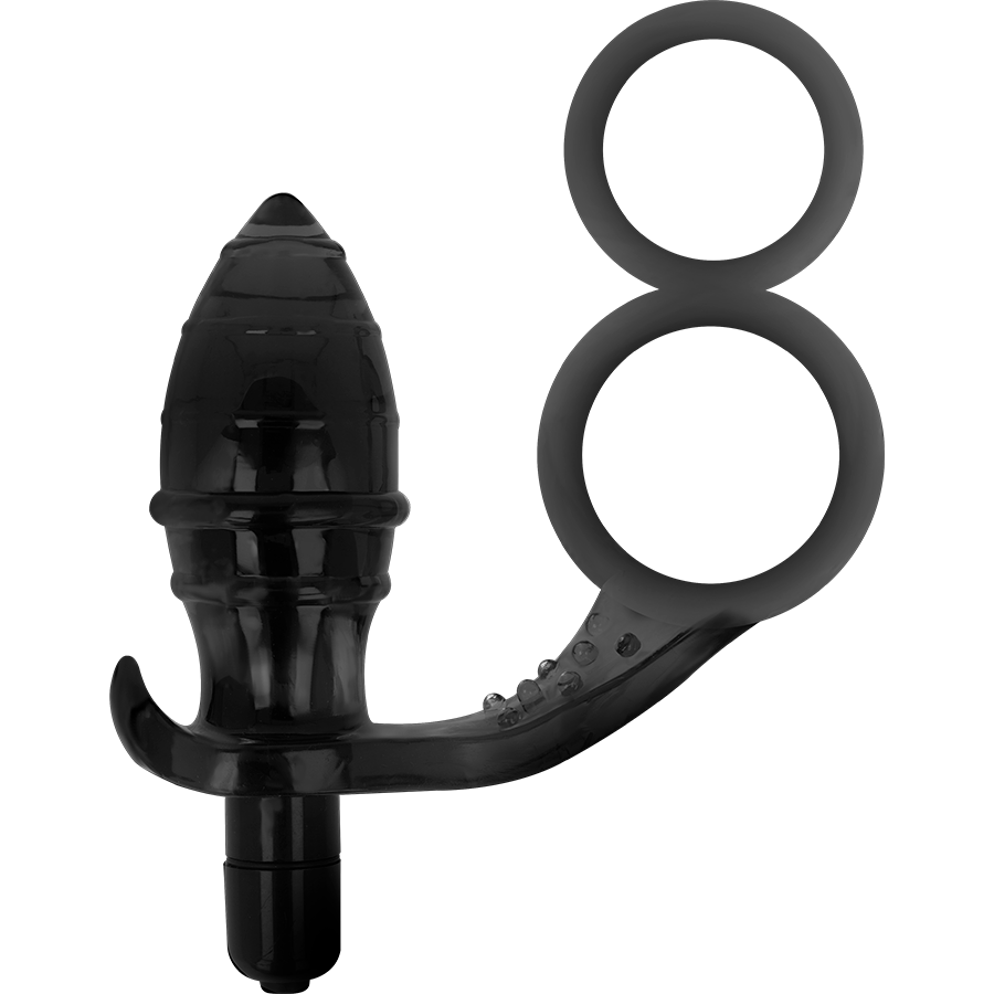 Anal Plug with Double Black Ring 12×4 cm – ADDICTED TOYS