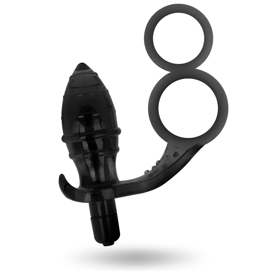Anal Plug with Double Black Ring 12×4 cm – ADDICTED TOYS