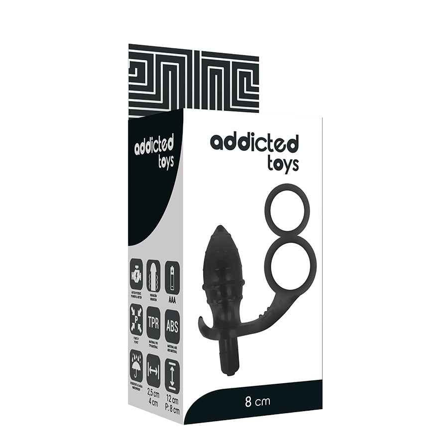 Anal Plug with Double Black Ring 12×4 cm – ADDICTED TOYS