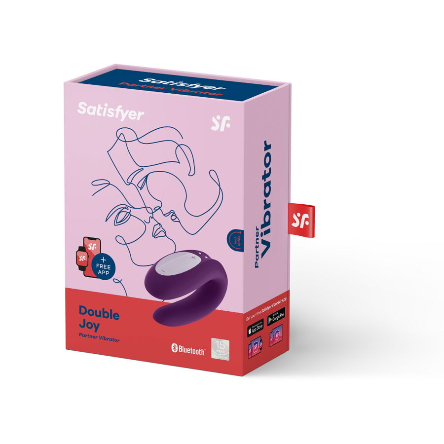 Satisfyer Double Joy with App – U-Shaped Couples Vibrator Purple/ Black, 2 Motors, Waterproof –
