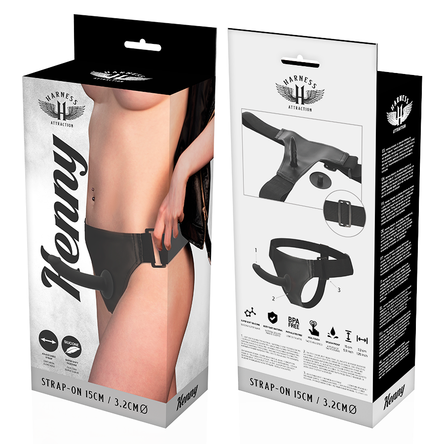 G-Spot/Perineum Strap-On | 15.0 cm x 3.2 cm | Harness Attraction Kenny