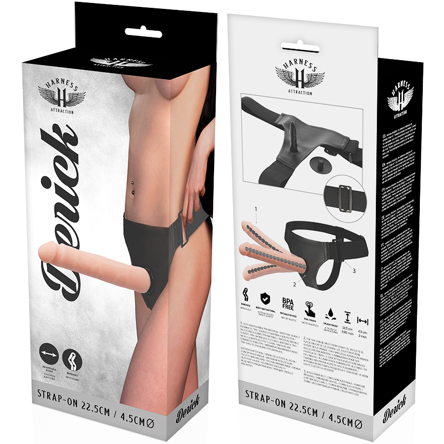 Derick Articulated Strap-On Harness Set - 22.5 cm x 4.5 cm - Harness Attraction