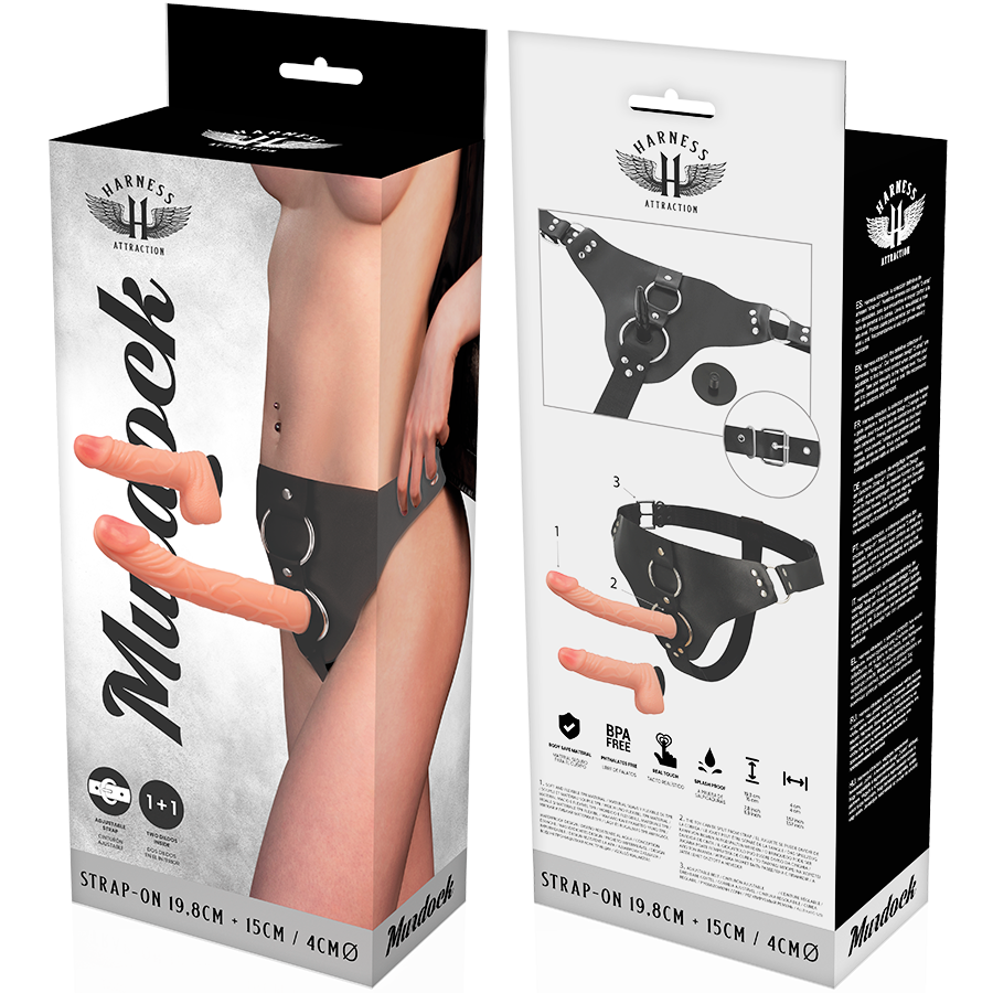 Murdock Strap-On Harness with 2 Realistic Dildos 19.8 cm x 4 cm – Harness Attraction