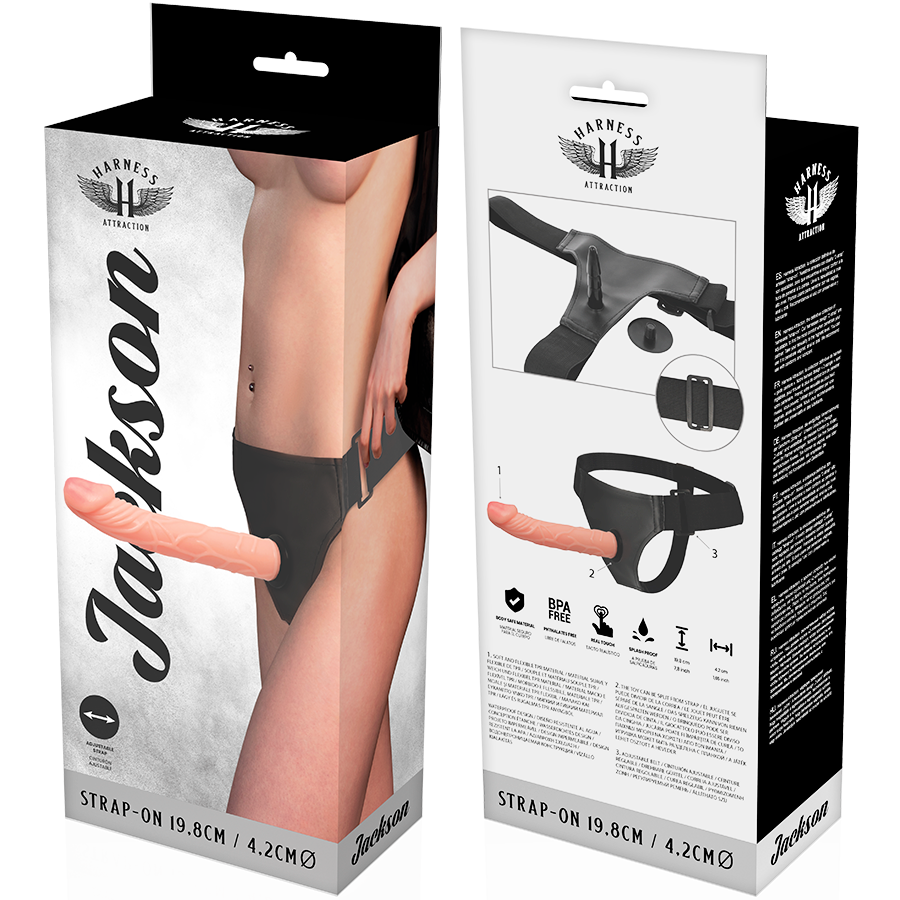 Jackson Realistic Strap-On Harness Set - 19.8 cm x 4.2 cm - Harness Attraction