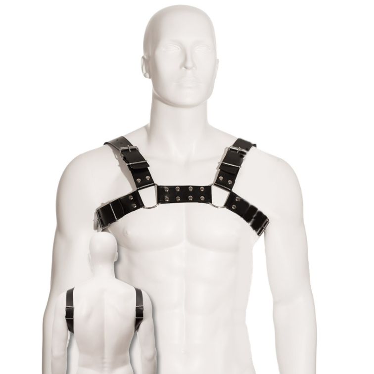 Black bulldog leather harness | LEATHER BODY