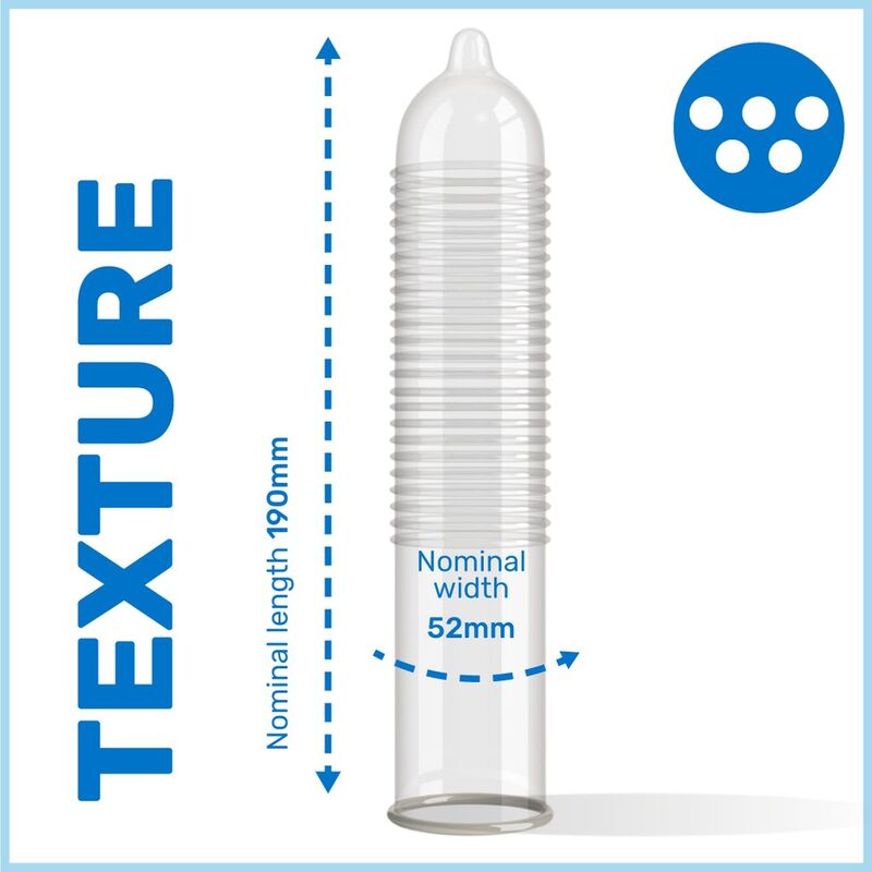 PASANTE Ribs and Dots Textured Condoms – 52 mm – 3 units