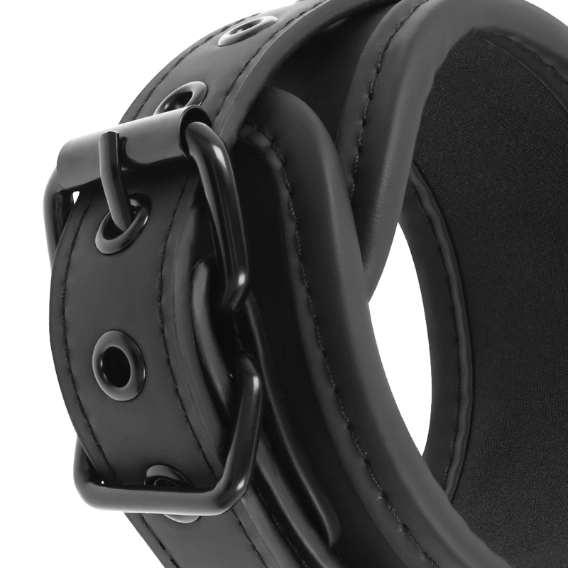 Black Vegan leather handcuffs with padded neoprene lining