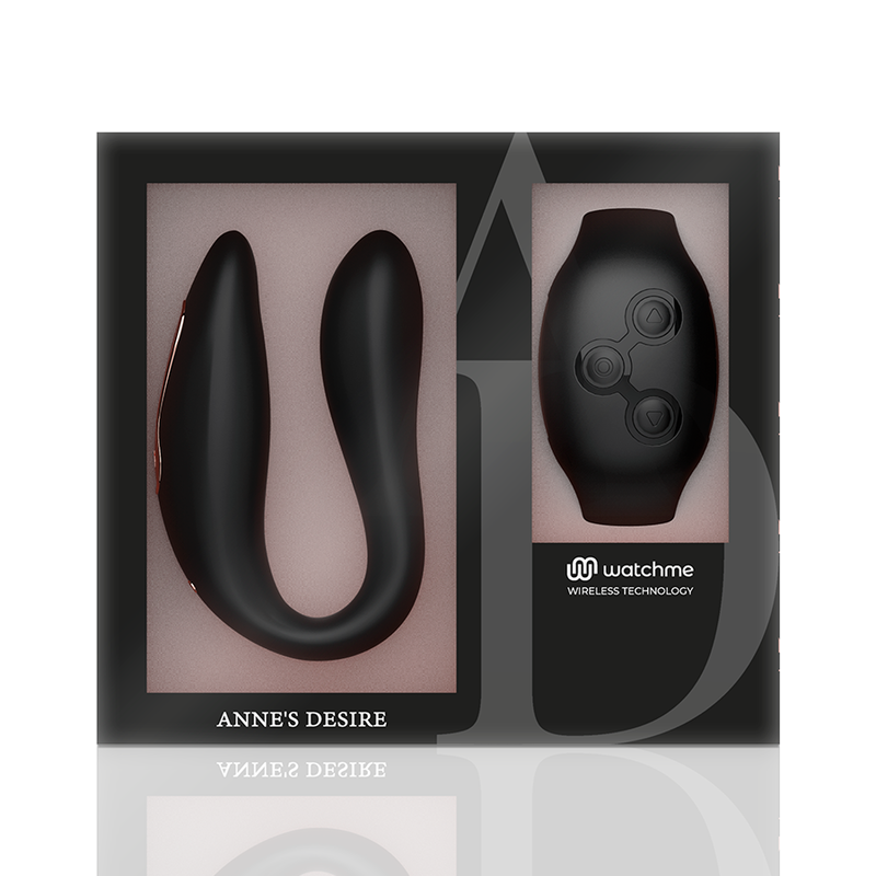 Anne’s Desire Dual Pleasure Couples Vibrator with WatchMe Remote | 8.5 cm x 3.2 cm | Black