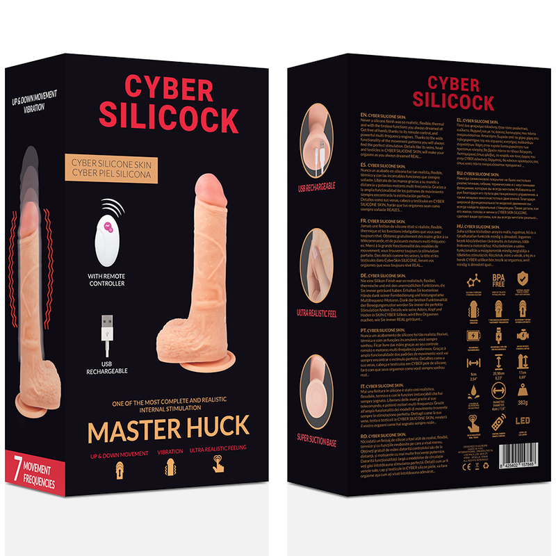 Remote-Control Thrusting Realistic Dildo | 20.9 cm x 4.0 cm | CYBER SILICOCK Master Huck