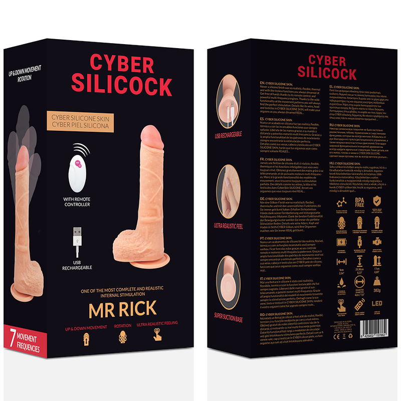 Remote-Control Realistic Dildo (Thrust + Rotation) | 20.9 cm x 4.0 cm | Cyber Silicock Mr Rick