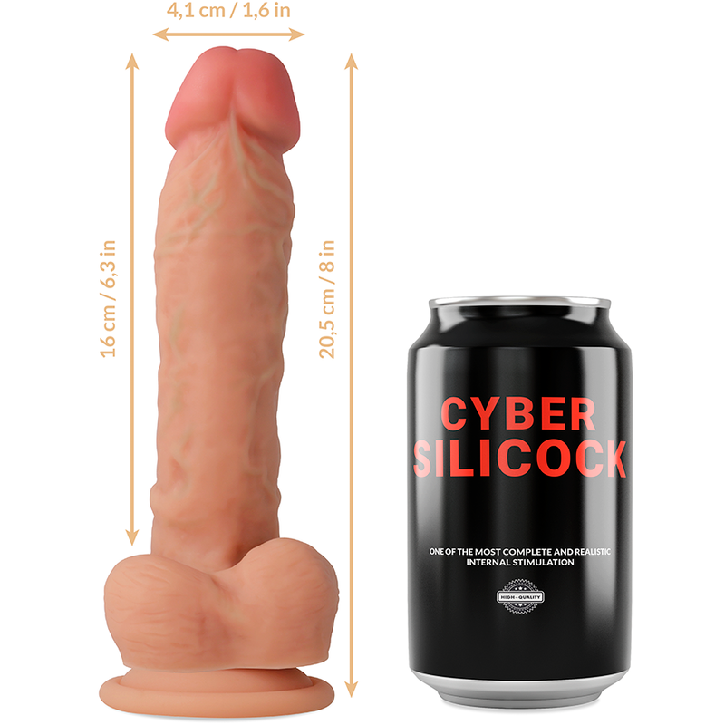 Strap-On Magnus - Liquid Silicone Dildo with Harness (3 rings) - 20.5 cm x 4.1 cm - Cyber Silicock