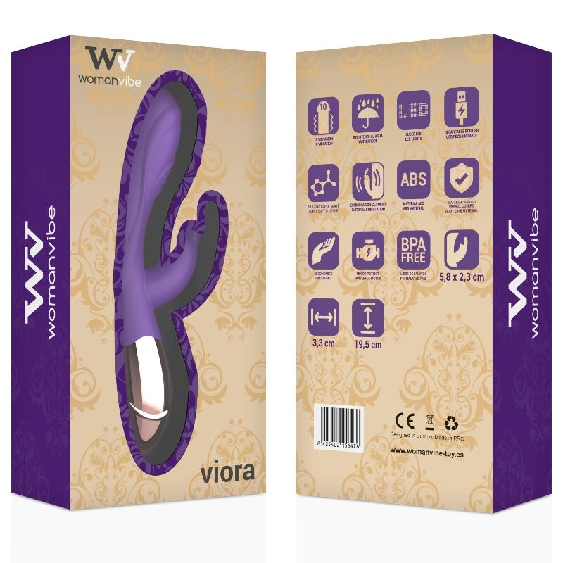 Viora Rechargeable Silicone Rabbit Vibrator - 19.5 cm - Womanvibe