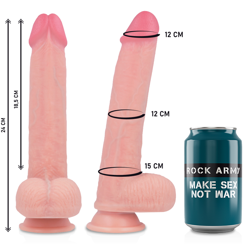 HARNESS + Liquid Silicone Realistic Dildo 24 cm x 4.77 cm | Dual Density, Suction Cup – Rock Army